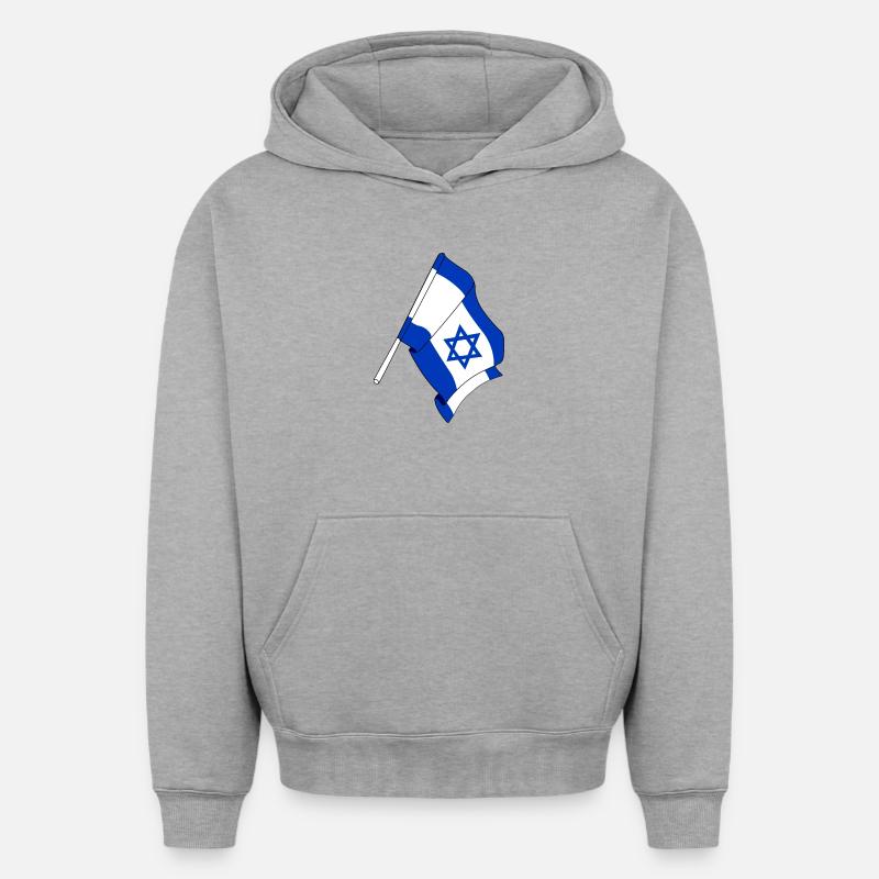 Drapeau d’Israël - Sweat à capuche unisexe oversize épais SPREAD - gris chiné