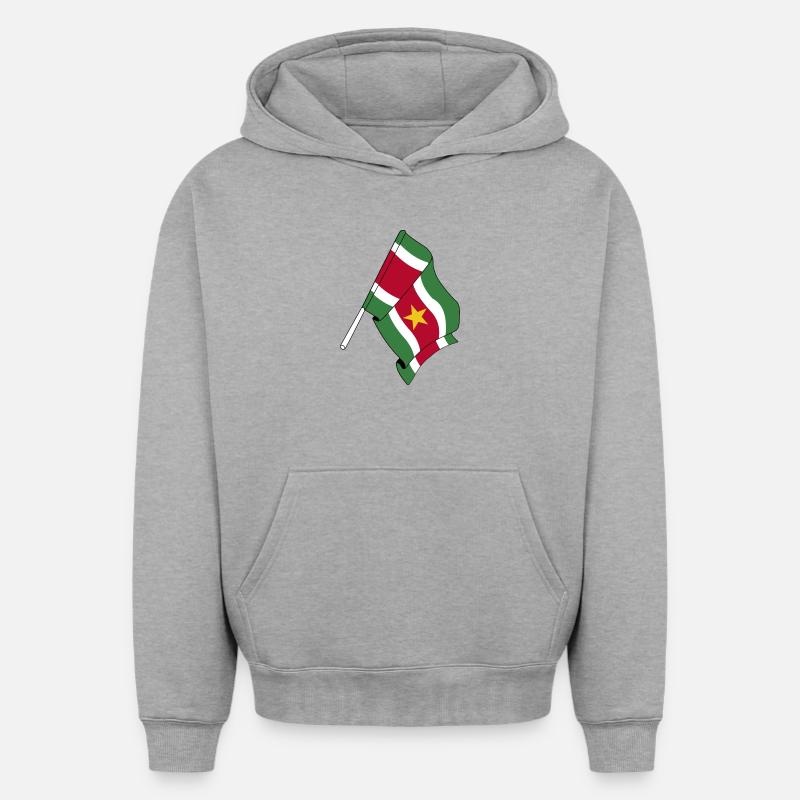 Drapeau du Suriname - Sweat à capuche unisexe oversize épais SPREAD - gris chiné