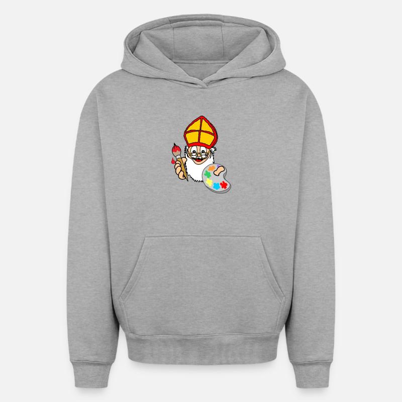 Peinture Sinterklaas - Sweat à capuche unisexe oversize épais SPREAD - gris chiné