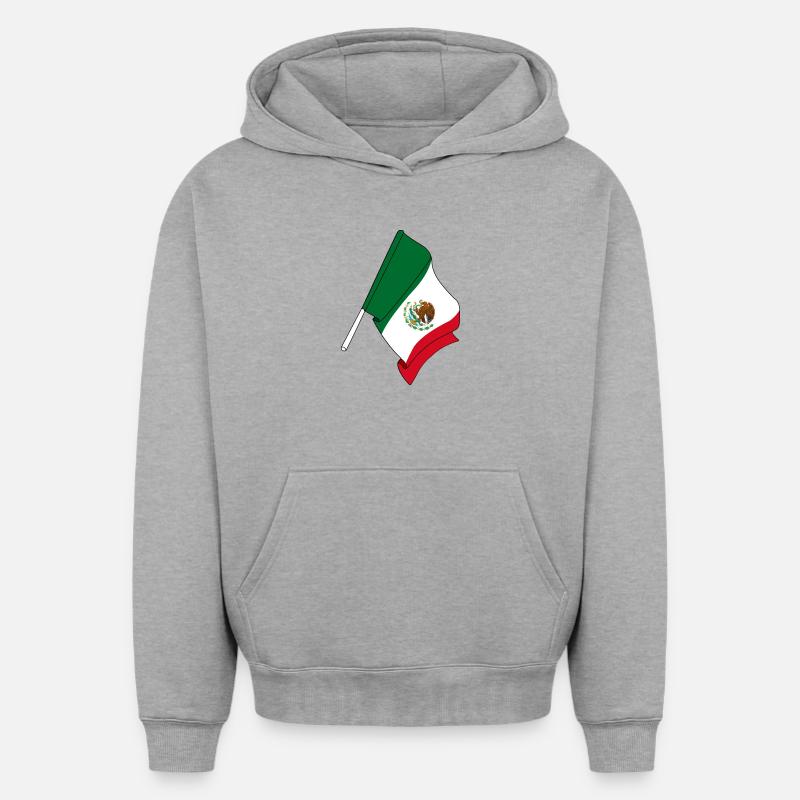 Drapeau du Mexique - Sweat à capuche unisexe oversize épais SPREAD - gris chiné