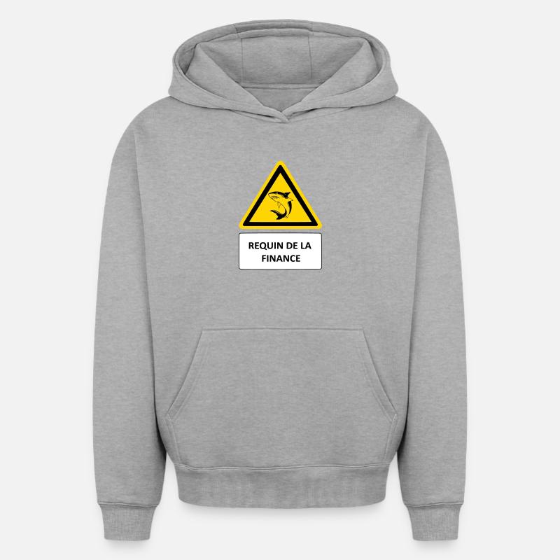 Requin de la finance - Sweat à capuche unisexe oversize épais SPREAD - gris chiné