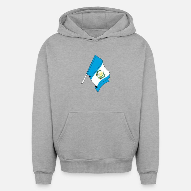 Drapeau Guatemala - Sweat à capuche unisexe oversize épais SPREAD - gris chiné