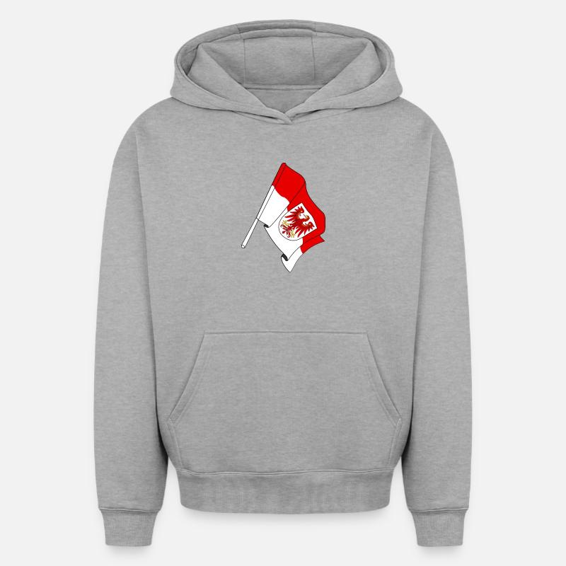 Drapeau Brandebourg - Sweat à capuche unisexe oversize épais SPREAD - gris chiné