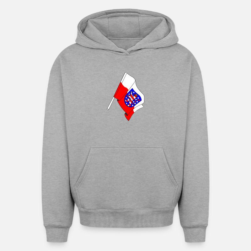 Drapeau de la Thuringe - Sweat à capuche unisexe oversize épais SPREAD - gris chiné