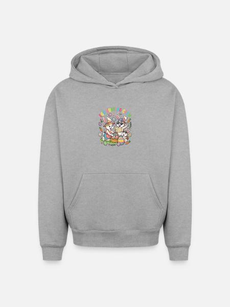 Hoster Bunny Family - Egg Collector - Oversized Heavyweight Unisex Hoodie - heather grey