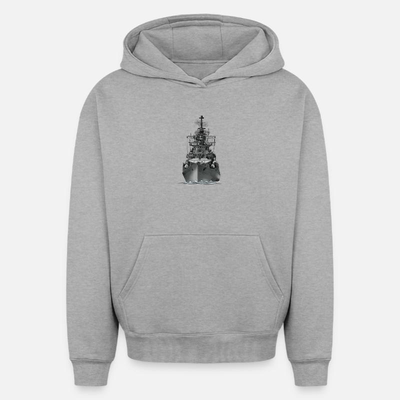 Ship - Sweat à capuche unisexe oversize épais SPREAD - gris chiné