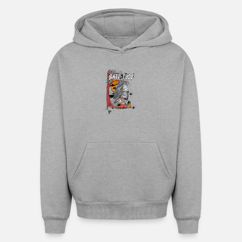 Batt-itude - Sweat à capuche unisexe oversize épais SPREAD - gris chiné