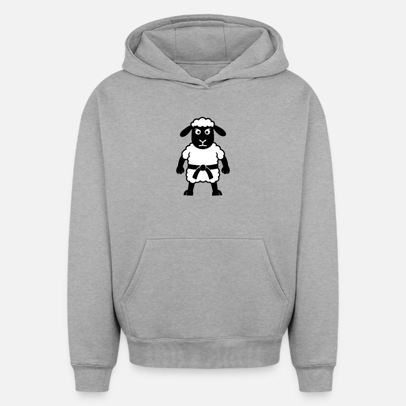 Karaté Mouton - Sweat à capuche unisexe oversize épais SPREAD - gris chiné