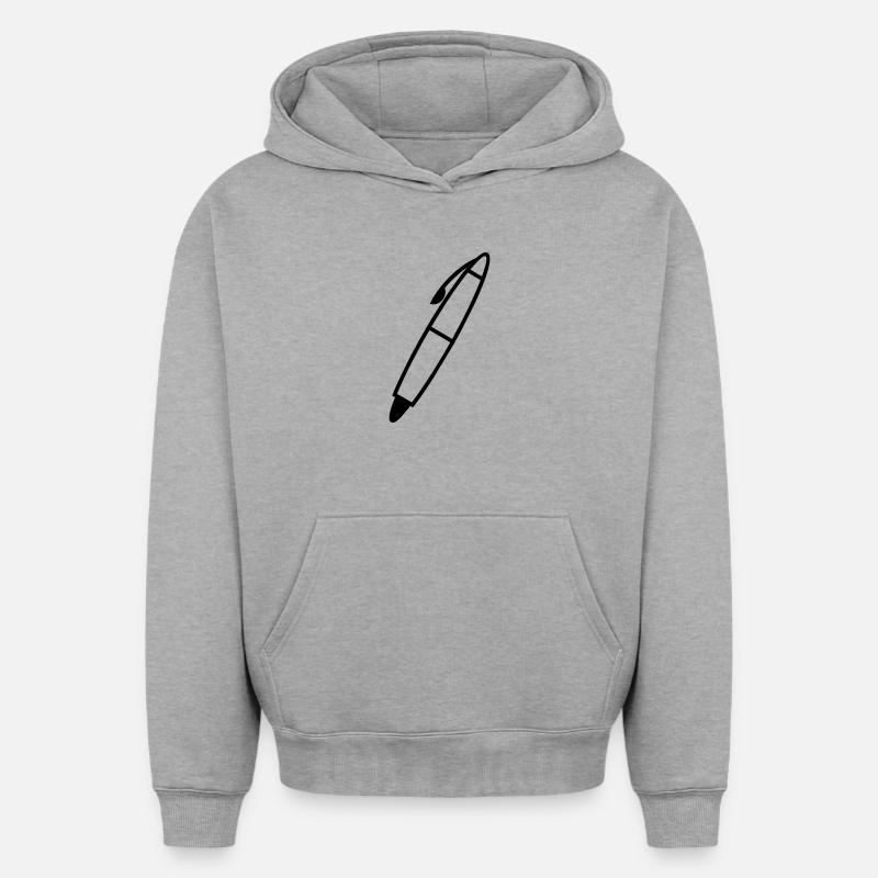 Écriture stylo ombre figure transparente - Sweat à capuche unisexe oversize épais SPREAD - gris chiné