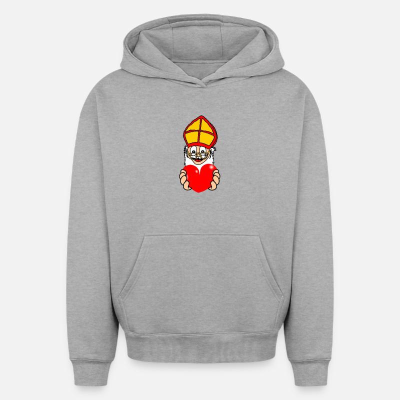 Sinterklaas avec du cœur - Sweat à capuche unisexe oversize épais SPREAD - gris chiné