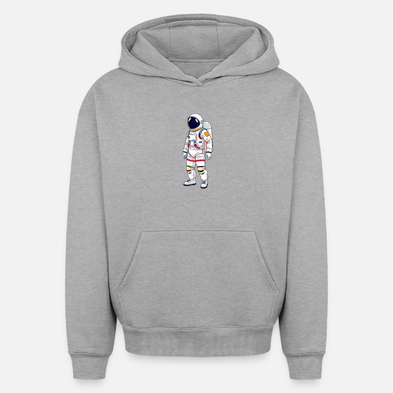 Astronaute - Sweat à capuche unisexe oversize épais SPREAD - gris chiné