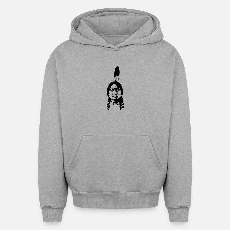 indianer_2 - Sweat à capuche unisexe oversize épais SPREAD - gris chiné