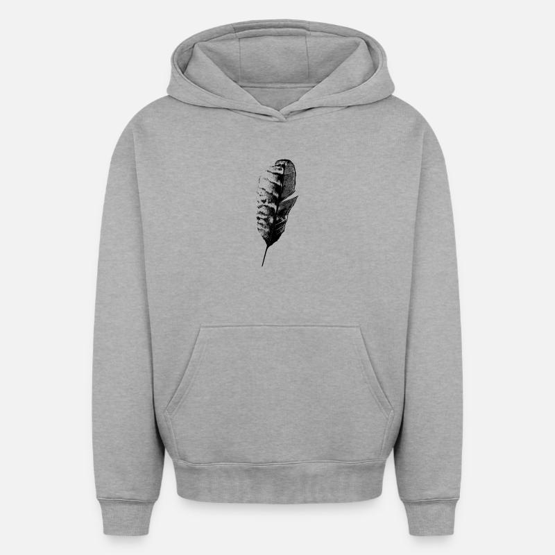 Plume d’écriture - Sweat à capuche unisexe oversize épais SPREAD - gris chiné