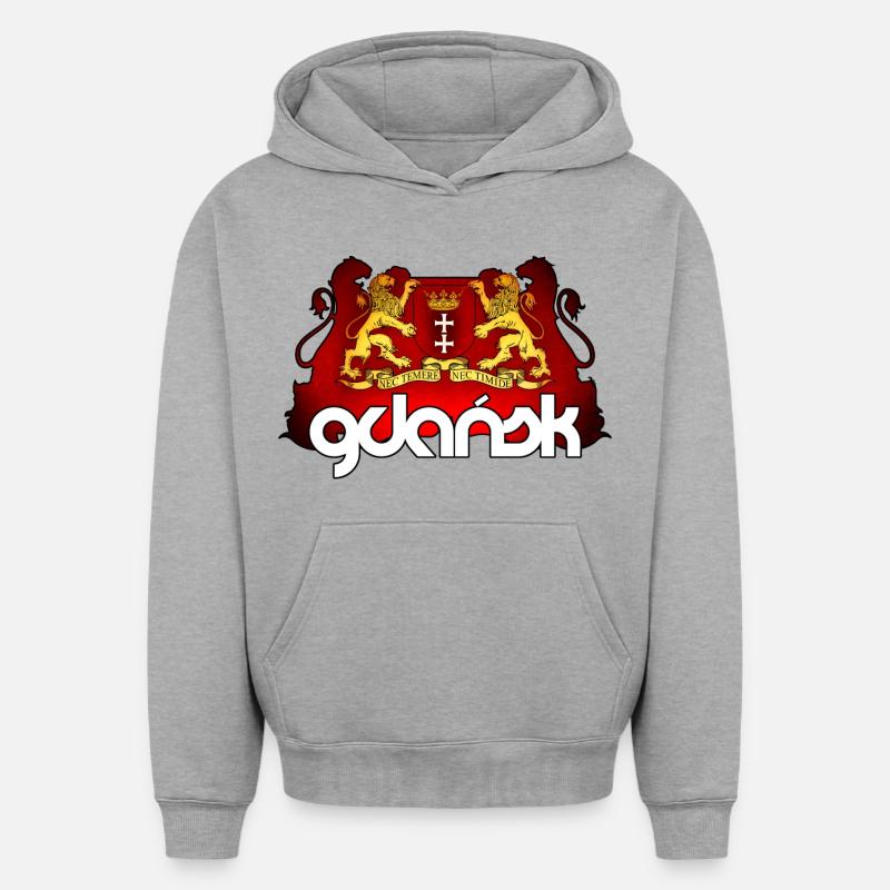 Gdansk - Pologne - Sweat à capuche unisexe oversize épais SPREAD - gris chiné