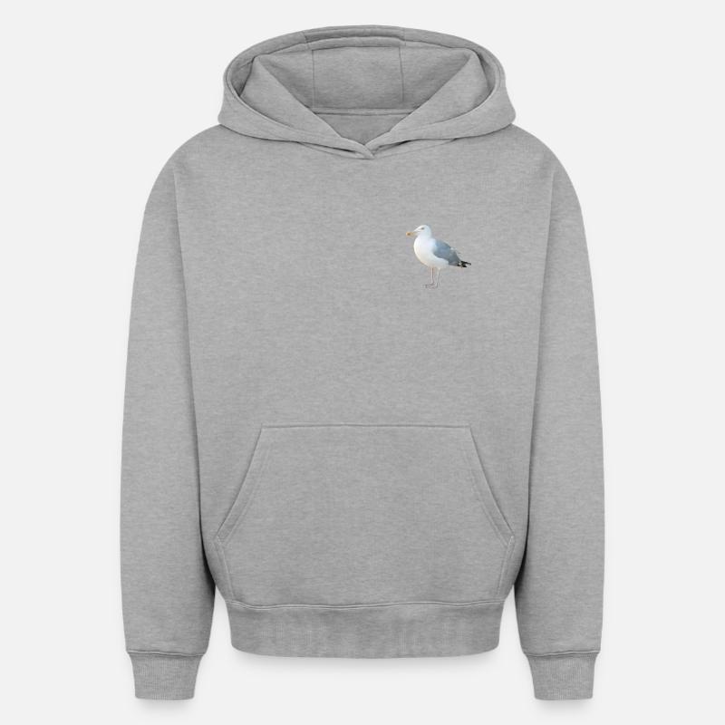 Mouette - Sweat à capuche unisexe oversize épais SPREAD - gris chiné