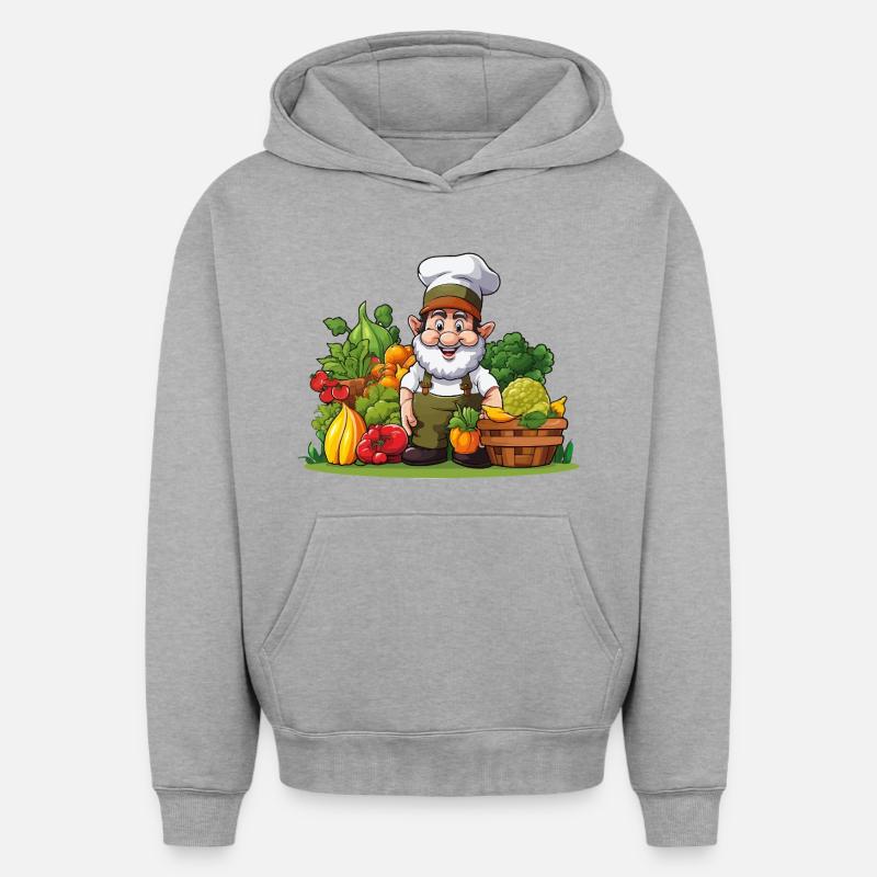 Chef chez Gemüseparadies - Sweat à capuche unisexe oversize épais SPREAD - gris chiné
