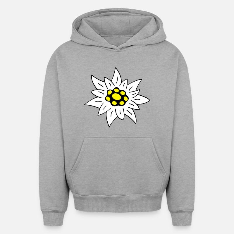 Edelweiss - Sweat à capuche unisexe oversize épais SPREAD - gris chiné