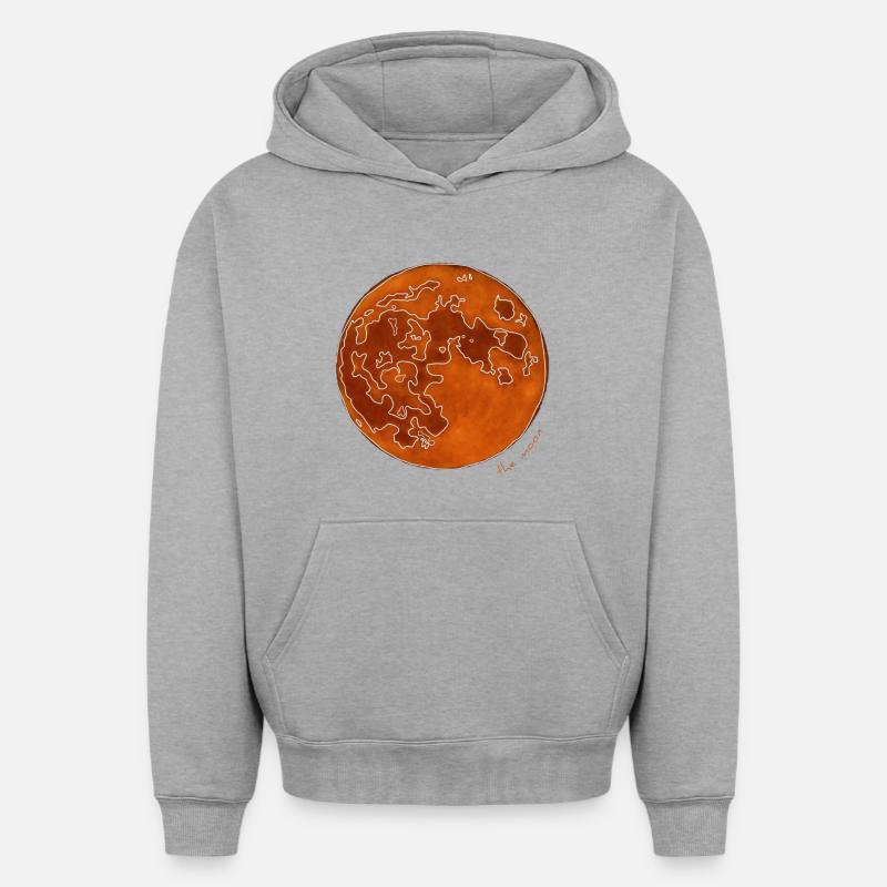 LA LUNE ORANGE - Sweat à capuche unisexe oversize épais SPREAD - gris chiné
