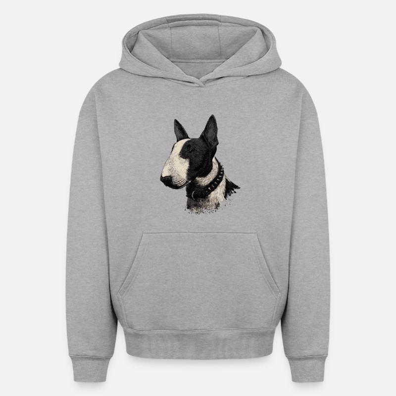Bull Terrier - Sweat à capuche unisexe oversize épais SPREAD - gris chiné