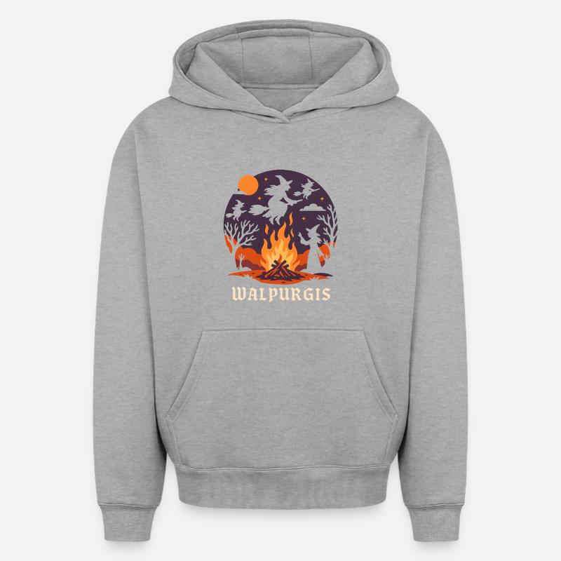 Walpurgis - Sweat à capuche unisexe oversize épais SPREAD - gris chiné