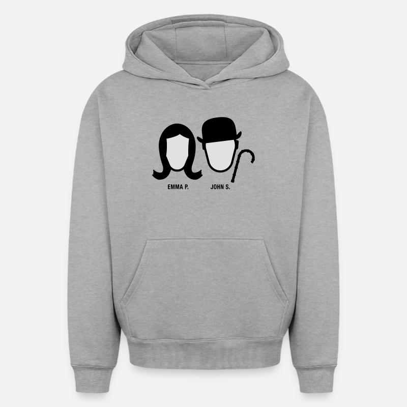 Chapeau Melon (S-03-EP-JS) - Sweat à capuche unisexe oversize épais SPREAD - gris chiné