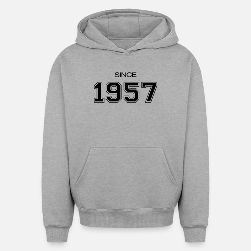 cadeau d'anniversaire 1957 - Sweat à capuche unisexe oversize épais SPREAD - gris chiné