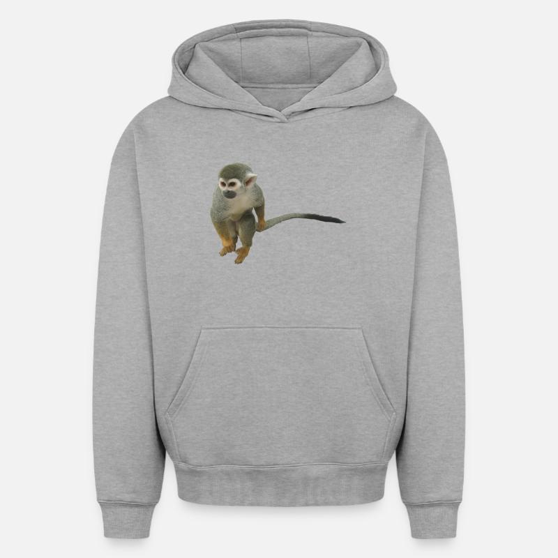 singe - Sweat à capuche unisexe oversize épais SPREAD - gris chiné