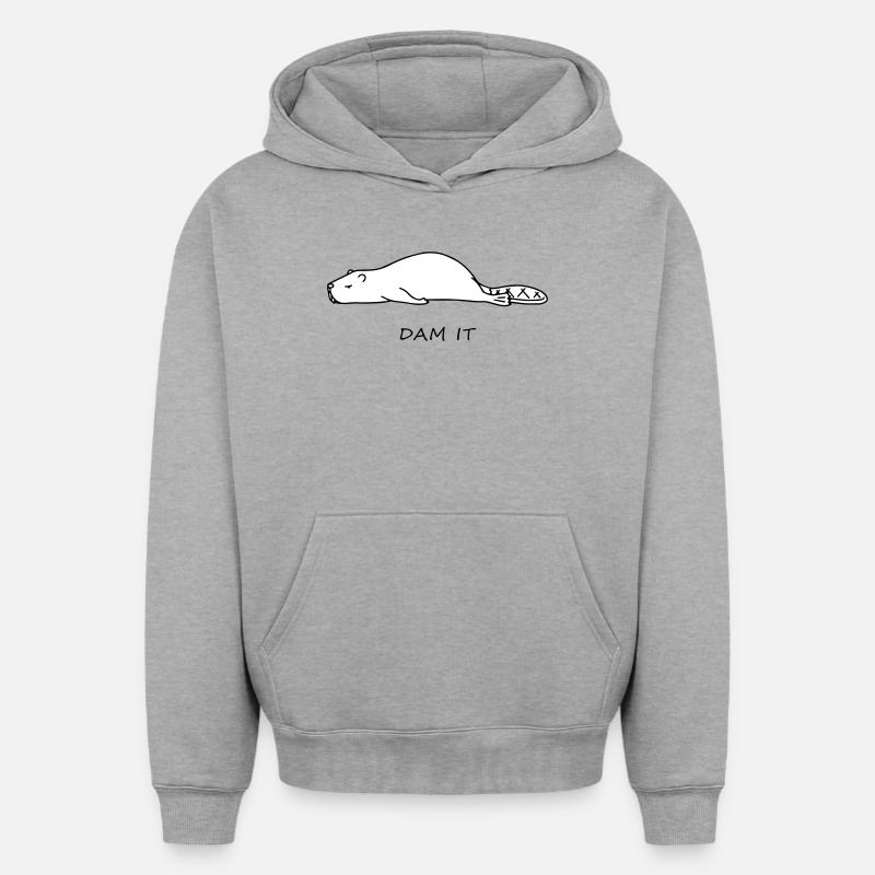 Drôle de castor - Sweat à capuche unisexe oversize épais SPREAD - gris chiné