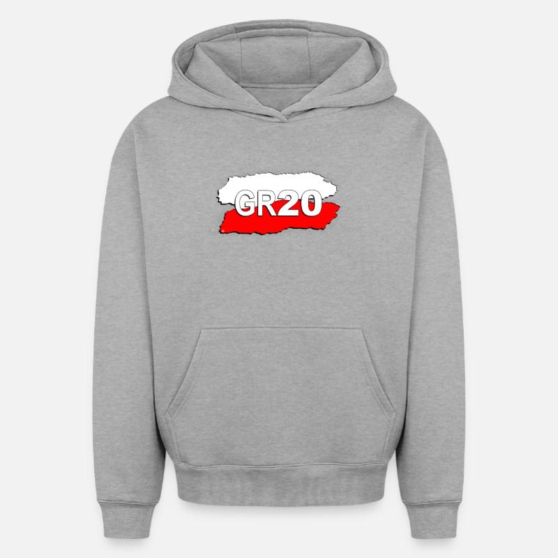 LOGO GR 20 - Sweat à capuche unisexe oversize épais SPREAD - gris chiné