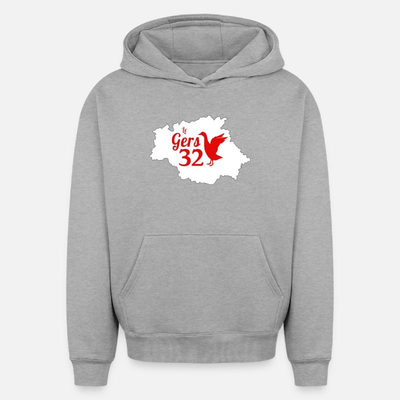 Le gers - Sweat à capuche unisexe oversize épais SPREAD - gris chiné