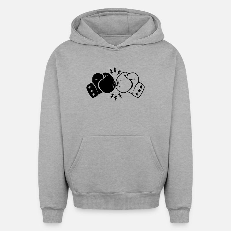 Boxboxhandschuhe Kontakt mit Blitz - Oversized Heavyweight Unisex Hoodie - Grau meliert