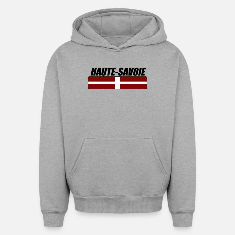 Haute Savoie - Sweat à capuche unisexe oversize épais SPREAD - gris chiné