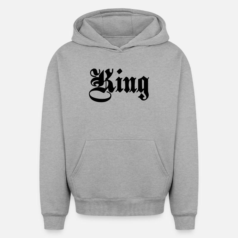 Roi 5. - Sweat à capuche unisexe oversize épais SPREAD - gris chiné