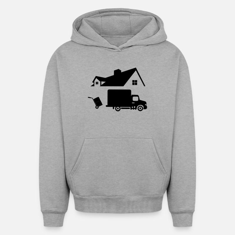 Logo des déménageurs - Sweat à capuche unisexe oversize épais SPREAD - gris chiné