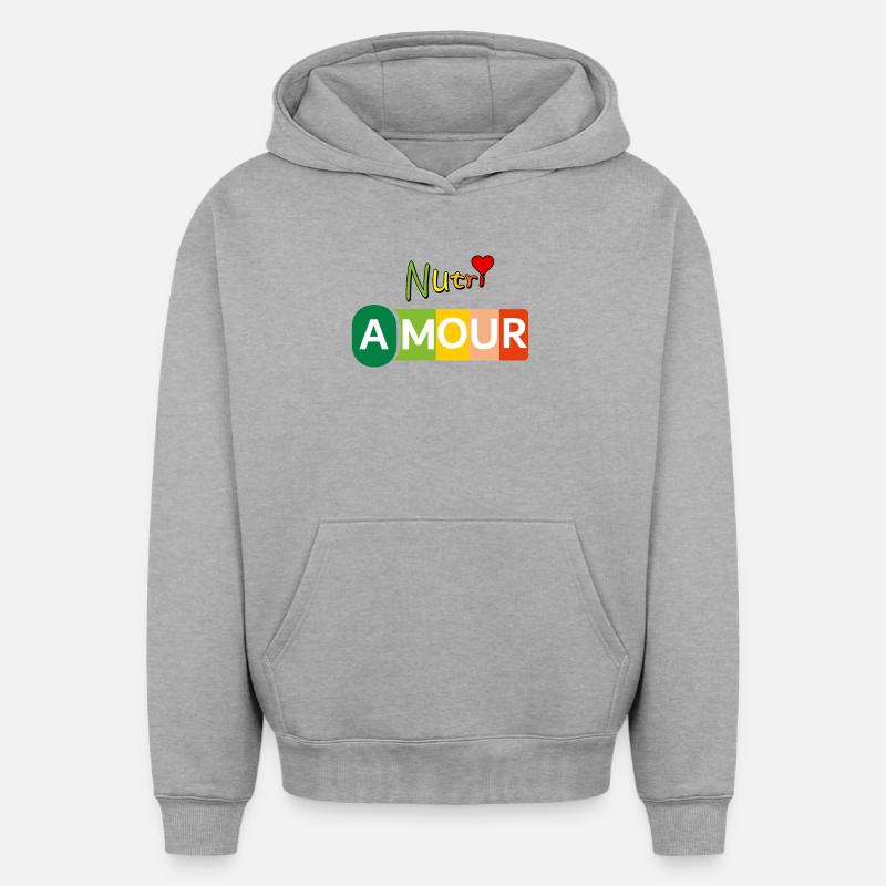 Nutri Amour - Sweat à capuche unisexe oversize épais SPREAD - gris chiné
