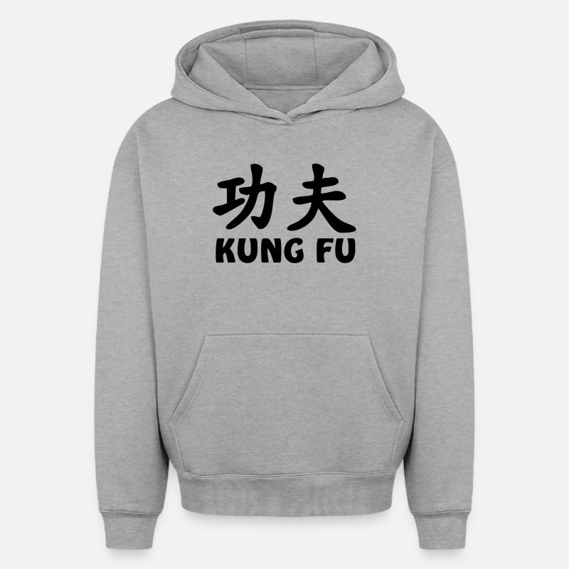 Logo du kung-fu - Sweat à capuche unisexe oversize épais SPREAD - gris chiné