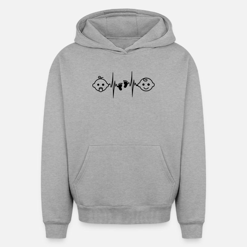 Bébé fille ou garçon - Sweat à capuche unisexe oversize épais SPREAD - gris chiné