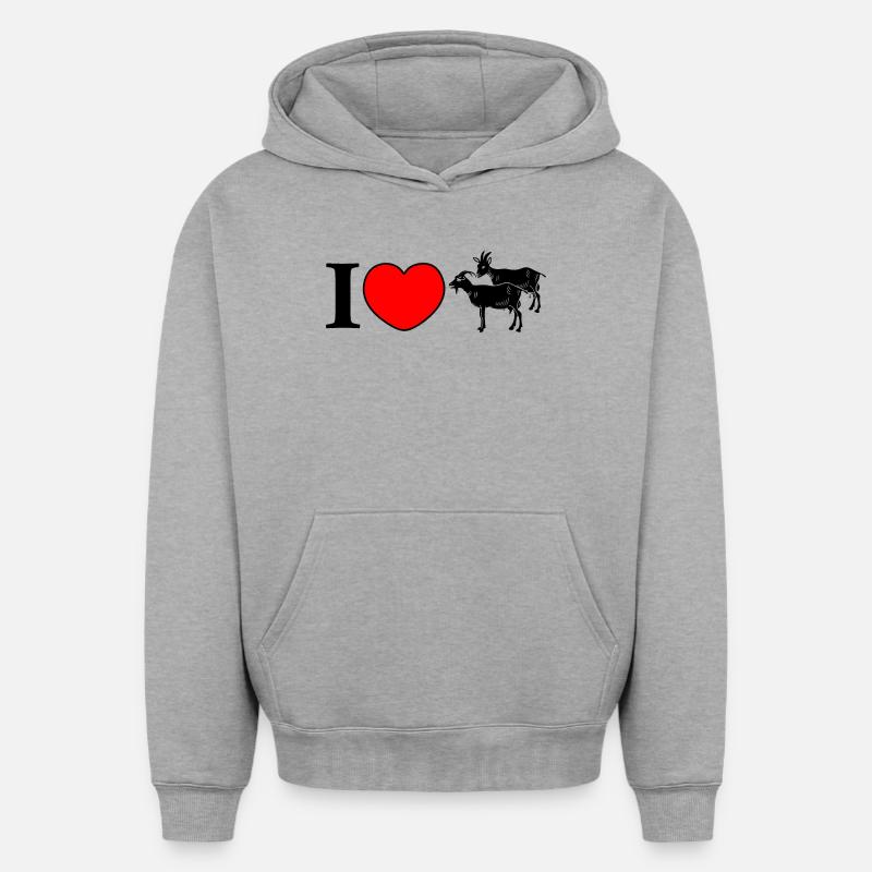 L’amour des chèvres - Sweat à capuche unisexe oversize épais SPREAD - gris chiné