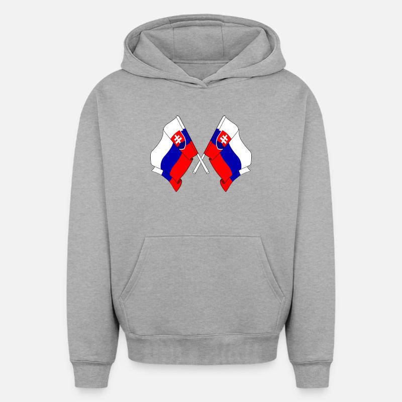 Deux drapeaux Slovaquie - Sweat à capuche unisexe oversize épais SPREAD - gris chiné