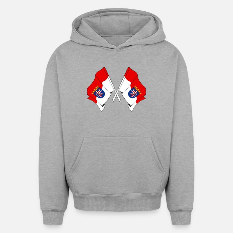 Drapeaux traversés Hesse - Sweat à capuche unisexe oversize épais SPREAD - gris chiné