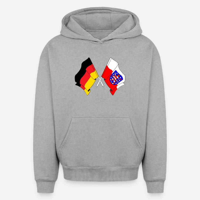 Drapeau Allemagne Thuringe - Sweat à capuche unisexe oversize épais SPREAD - gris chiné