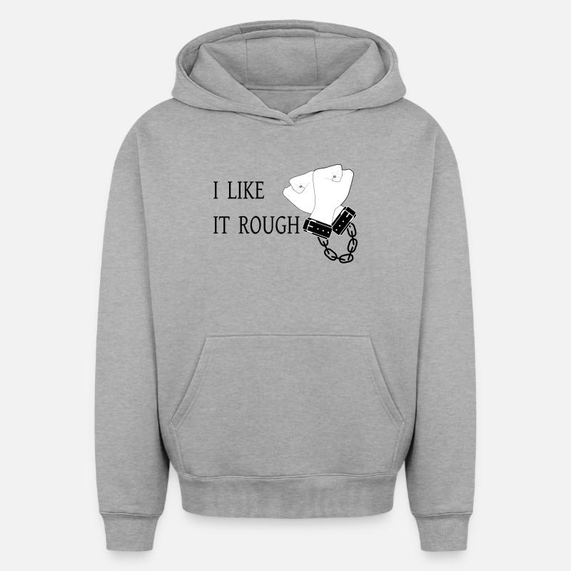 J’aime ça brut - Sweat à capuche unisexe oversize épais SPREAD - gris chiné