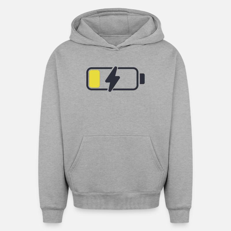 iPhone_Batterie - Sweat à capuche unisexe oversize épais SPREAD - gris chiné