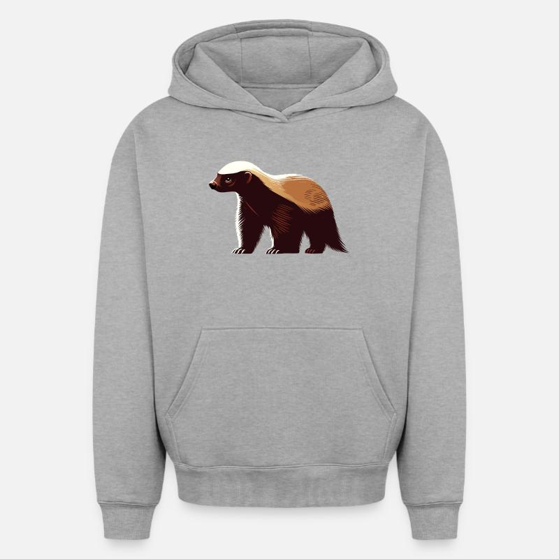 Ratel - Sweat à capuche unisexe oversize épais SPREAD - gris chiné