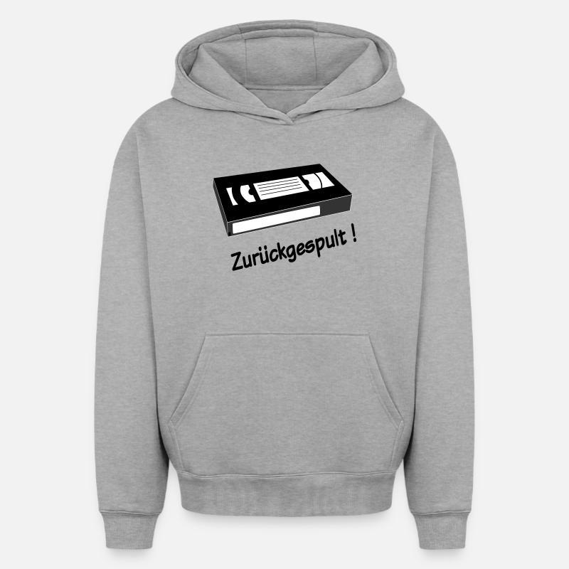 Rembobiné - Sweat à capuche unisexe oversize épais SPREAD - gris chiné