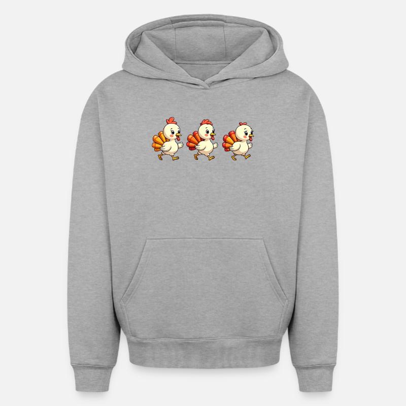 Bébé dinde de Thanksgiving - Sweat à capuche unisexe oversize épais SPREAD - gris chiné