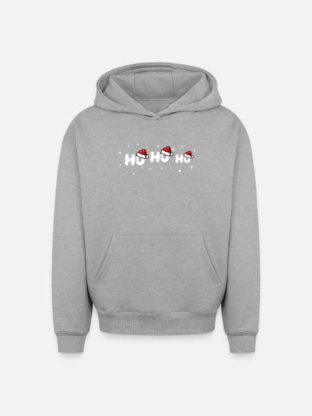 Ho Ho Ho Santa Font Design - Oversized Heavyweight Unisex Hoodie - heather grey