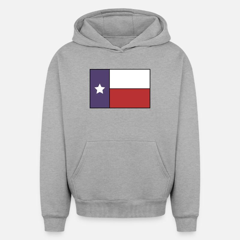 Drapeau du Texas - Sweat à capuche unisexe oversize épais SPREAD - gris chiné