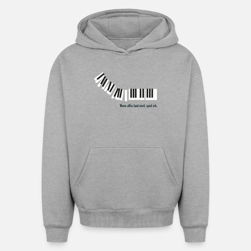 Wenn alles laut wird, spiel ich. - Oversized Heavyweight Unisex Hoodie - Grau meliert