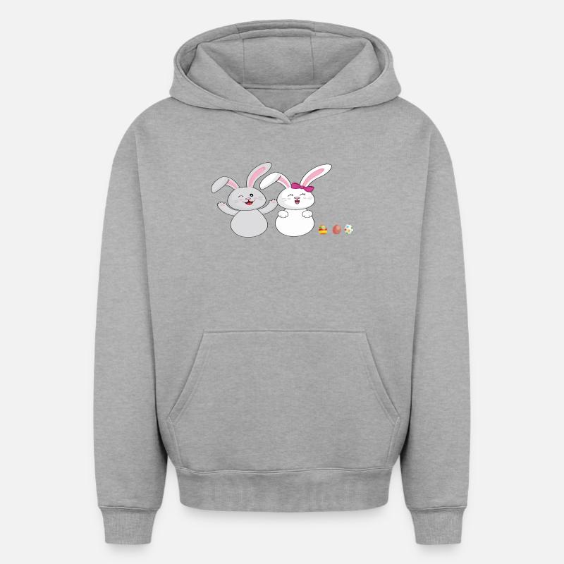 Petit lapin câlin - Sweat à capuche unisexe oversize épais SPREAD - gris chiné